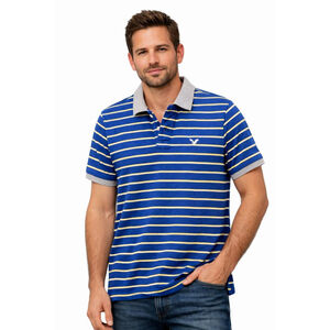American Eagle Outfitters Blue Yellow Striped Polo Shirt Men's Small Cotton